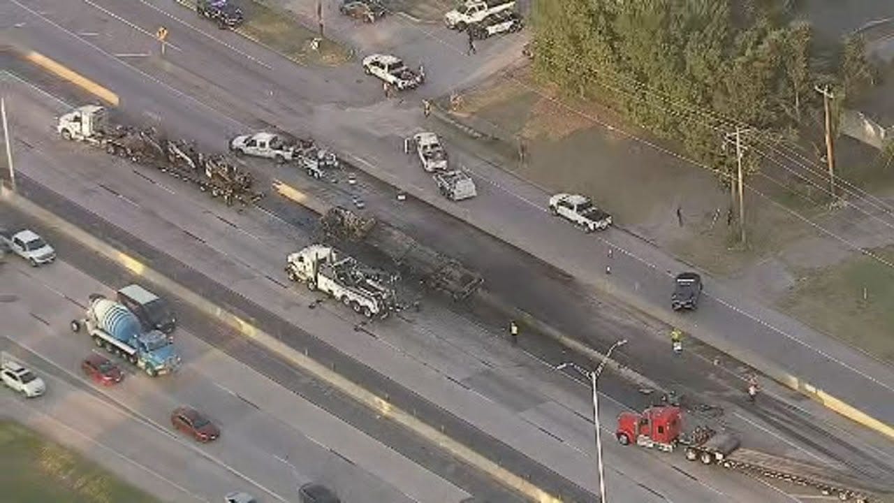Fort Worth police officer hit by car at scene of I-35W fuel spill