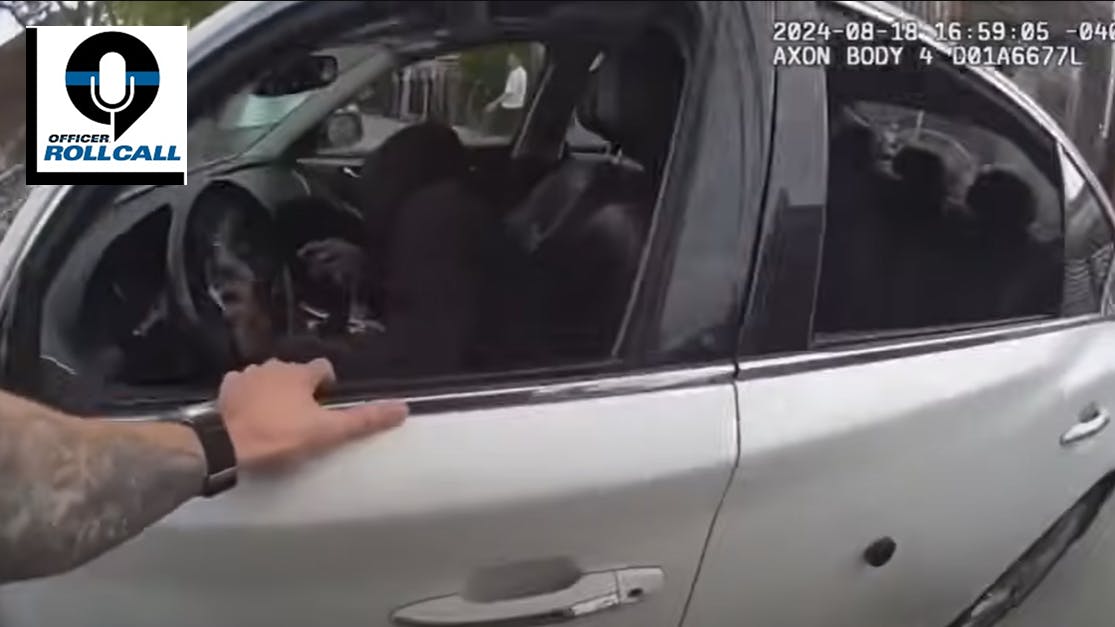 An NYPD officer is pinned by a suspect fleeing a traffic stop.