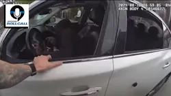 An NYPD officer is pinned by a suspect fleeing a traffic stop. An NYPD officer is pinned by a suspect fleeing a traffic stop.