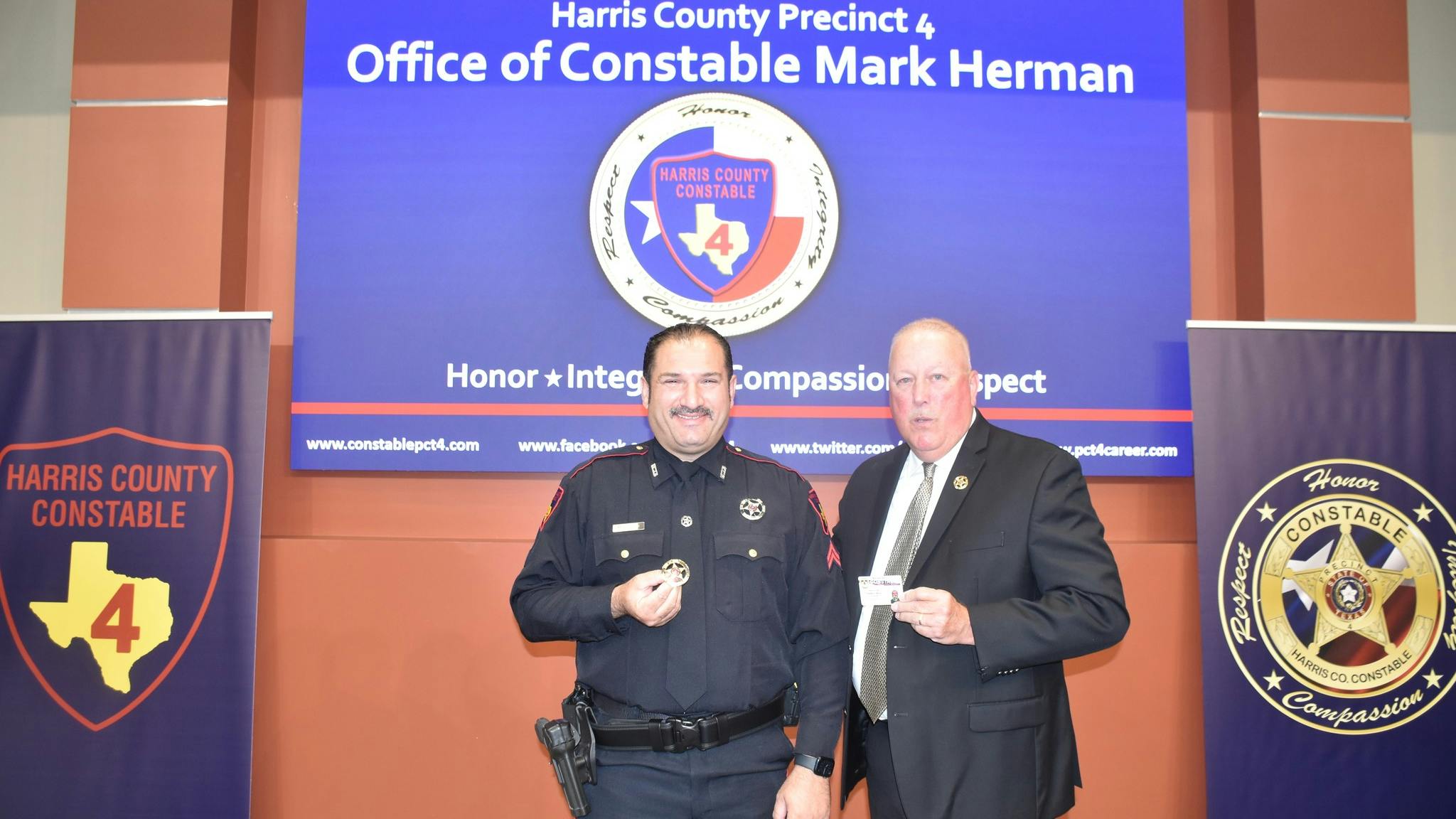 Harris County Deputy Constable Maher Husseini, left, with Precinct 4 Constable Mark Herman,