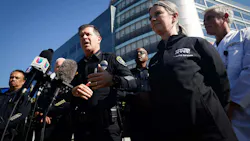 San Diego Police Chief Scott Wahl, left, speaks while standing next to Dr. Diane Wintz, during a press conference regarding Officer Zachary Martinez at Sharp Memorial Hospital on Tuesday, Sept. 3, 2024 in San Diego, CA.