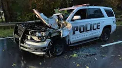 A Clayton County, GA, police officer suffered minor injuries Friday when a Tropical Storm Helene knocked over a hardwood tree, and it fell on the officer's cruiser.