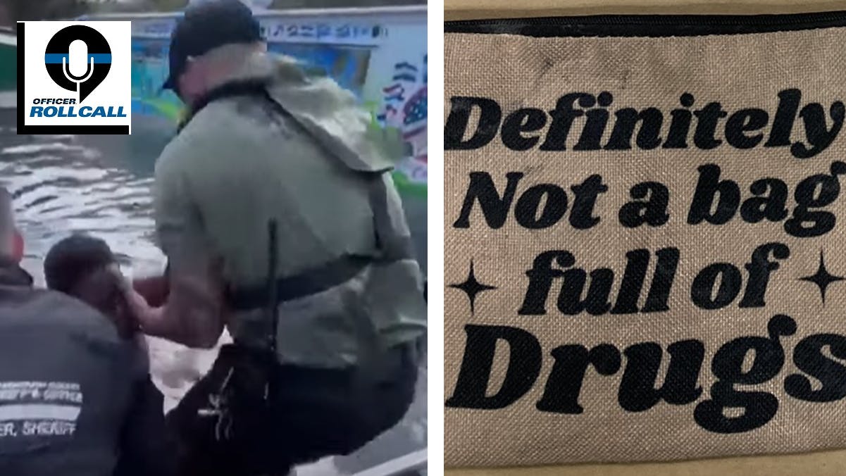 Hillsborough County, FL, sheriff's deputy rescue a 14-year-old boy stranded in Hurricane Milton flooding (left). A stolen car stop led Portland, OR, police to discover fentanyl and meth inside a bag declaring that no drugs were inside it.