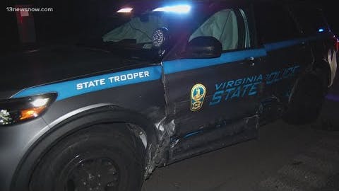 Virginia State Trooper hurt in crash in York County early Wednesday morning