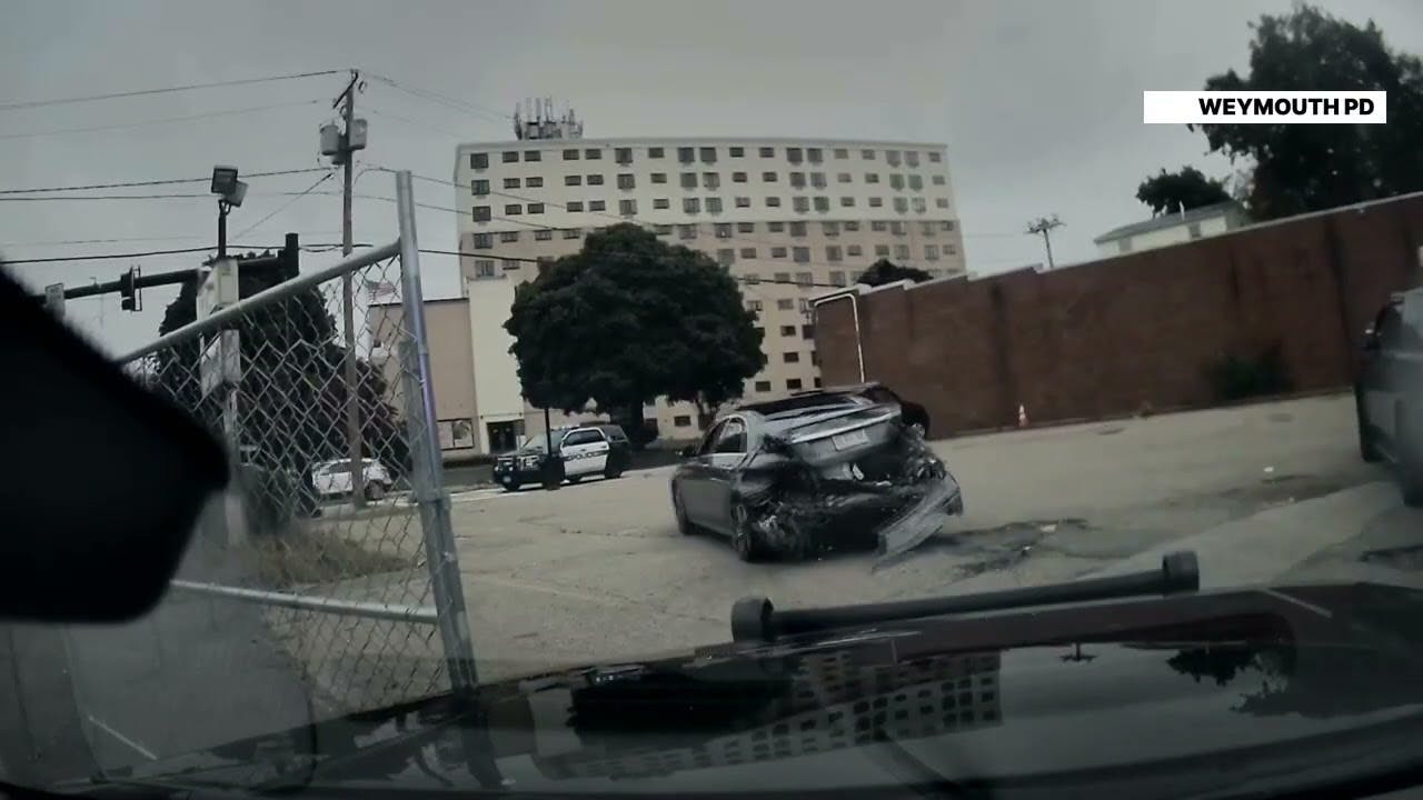 &lsquo;Yo, chill!&rsquo;: Dramatic new bodycam video shows driver repeatedly ramming police cruisers in Weymouth