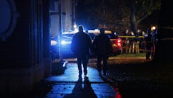 Chicago police work the scene where an officer was fatally in the city's East Chatham neighborhood Monday. Chicago police work the scene where an officer was fatally in the city's East Chatham neighborhood Monday.
