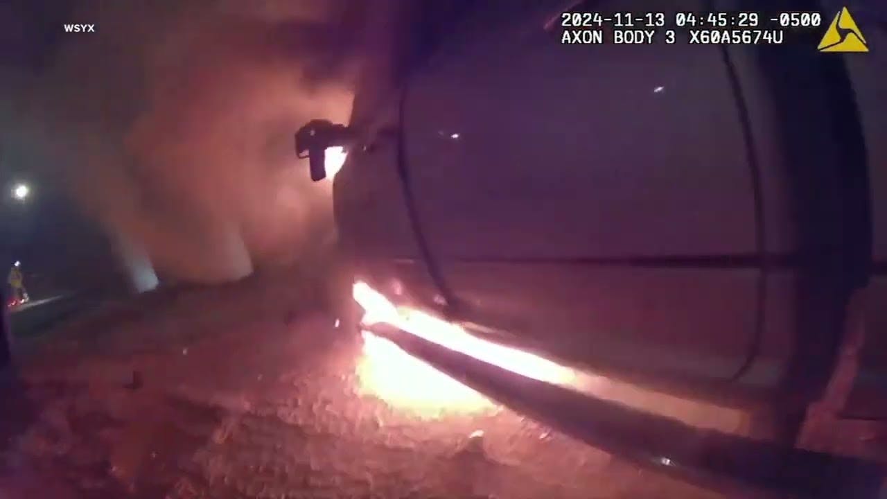 Rookie Police Officer Saves Man from Burning Pickup Truck