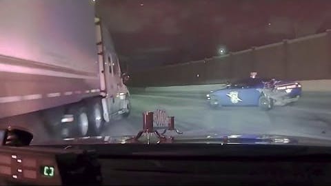DASH CAM | Troopers jump barrier before semi slides into crash scene, hits patrol vehicles
