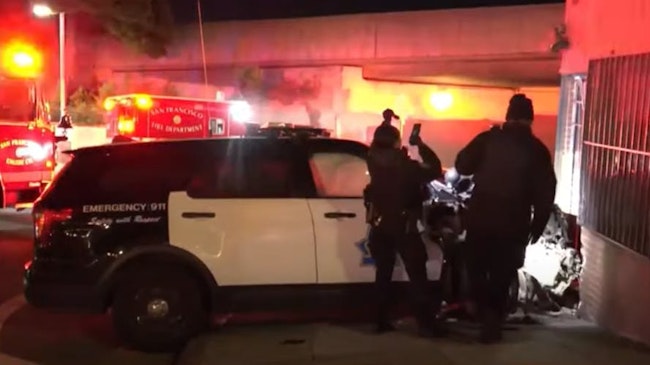 67869d796f8fd50869315596 San Francisco Police Cruiser Crash Chase Ca