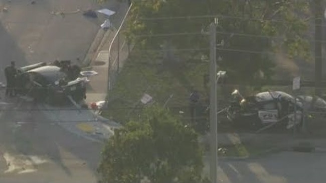 A Miami Dade Sheriff's Deputy Was In Serious But Stable Condition After Crashing Into A Miami Dade School Board Officer's Police Cruiser While Part Of A Robbery Intervention Detail