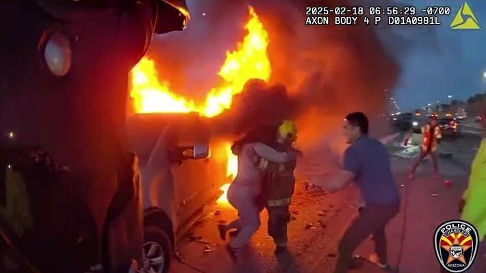 A Chandler Police Officer Helped Save A Driver Trapped Inside An Overturned Pickup Truck Near Mesa, And The Rescue Wouldn't Have Happened If The Officer Had Taken His Usual Route To Work