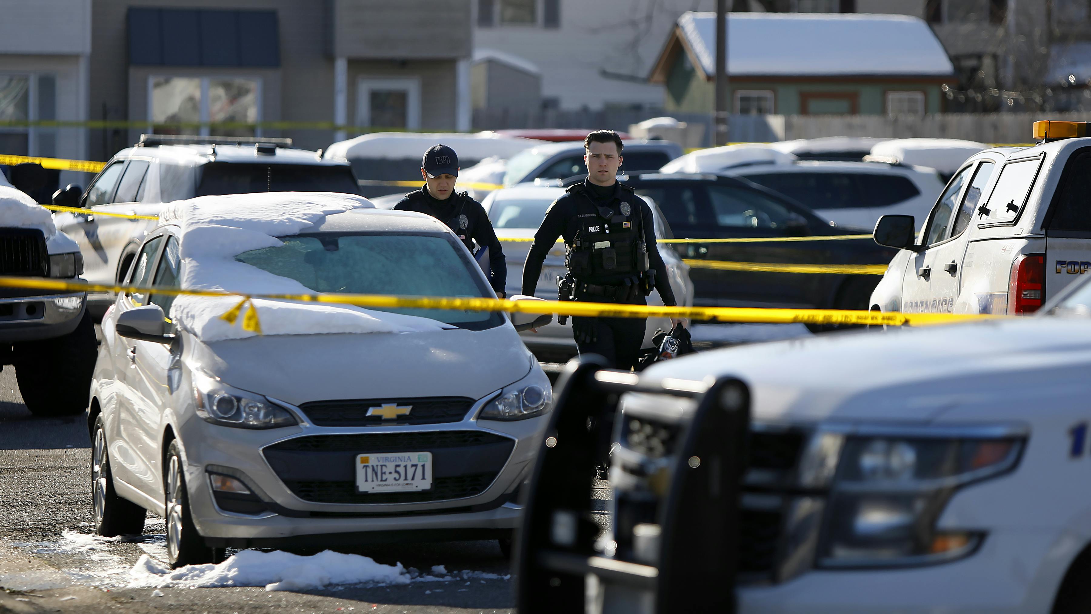 Virginia Beach, VA, police continue their investigation of Friday night&rsquo;s shooting deaths of two fellow officers.