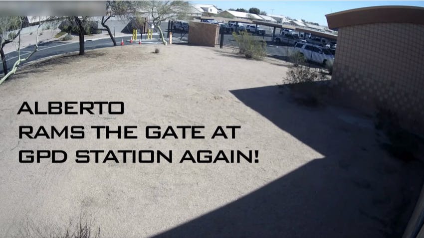 Glendale, AZ, police arrested a 35-year-old man accused of ramming the station's gate for the second time in less than a month, with the first incident causing $20,000 in damage to the station.