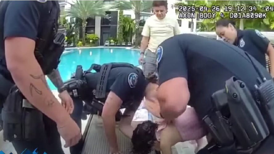 Doral Police Officer Yisbella Valdes And Her Fellow Officers Performed Cpr To Help Save A Girl With No Pulse After She Fell Into A Pool On Tuesday, The Toddler And The Life Saving Officers Celebrated A Happy Reunion