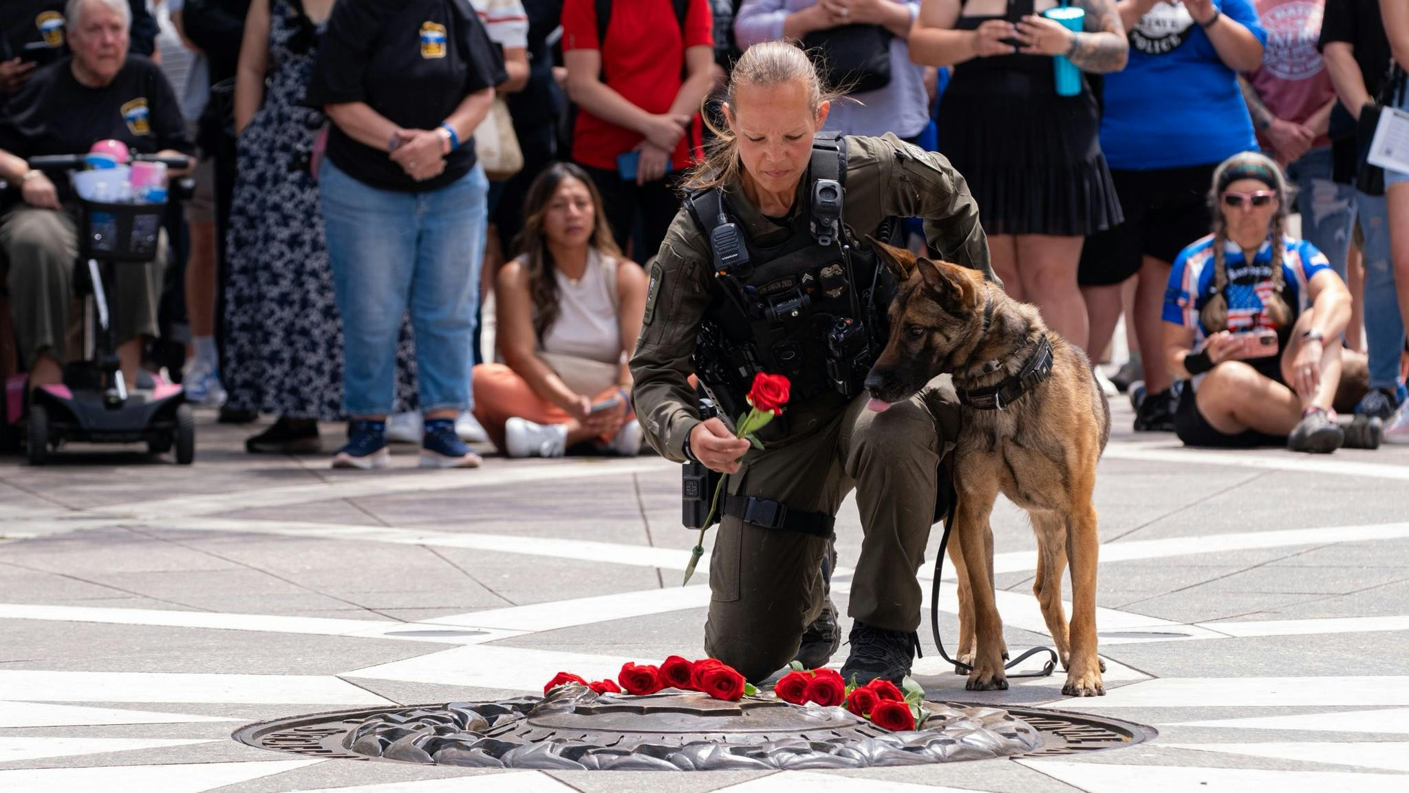 Rose and wreath layings were part of the National Police K-9 Memorial Service on Sunday at the National Law Enforcement Officers Memorial in Washington, D.C.