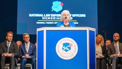 Connie Moyer, National President of Concerns of Police Survivors (COPS), speaks during the 37th Annual Candlelight Vigil on May 13 in Washington, D.C. Connie Moyer, National President of Concerns of Police Survivors (COPS), speaks during the 37th Annual Candlelight Vigil on May 13 in Washington, D.C.