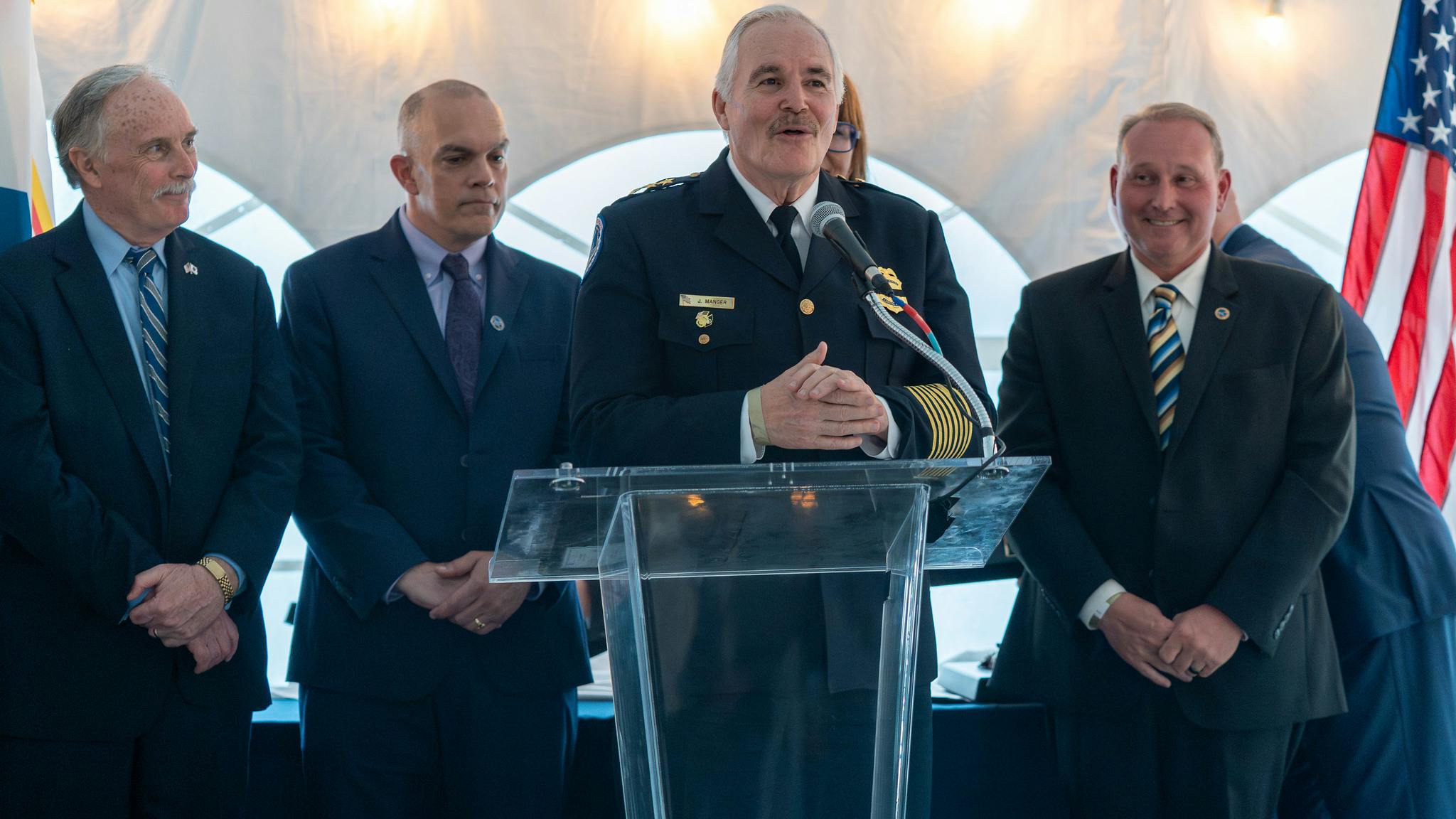 Retired Chief of the U.S. Capitol Police Thomas Manger accepts the Lifetime Achievement Award.