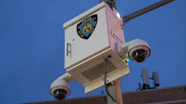 An NYPD security camera in Brooklyn.