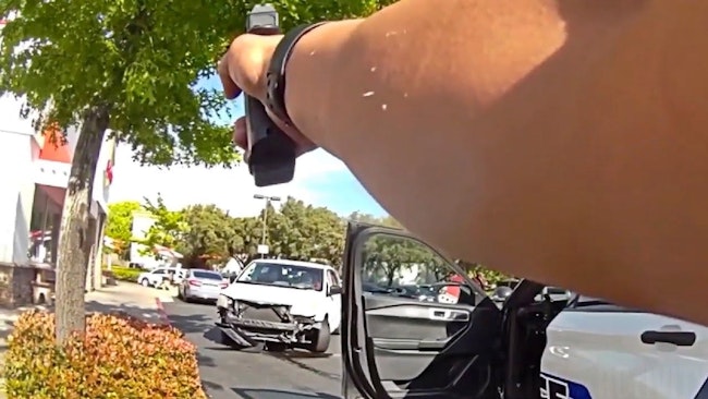 For 20 Minutes, A Manteca Police Officer Tried To Deescalate A Confrontation With A Driver At An In N Out Restaurant Parking Lot Before Opening Fire After The Suspect Allegedly Rammed Multiple Cruisers
