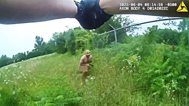 Naked And Carrying A Gun, A 40 Year Old Man Wanted On Three Counts Of First Degree Rape Tried To Flee Oklahoma City Police By Scaling A Chain Link Fence Topped With Barbed Wire Before He Was Fatally Shot By An Officer