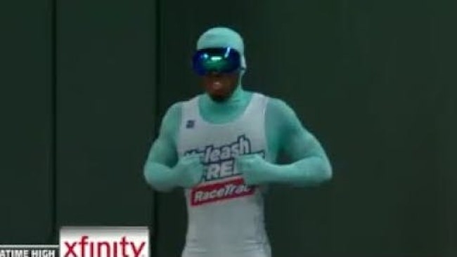 Cobb County Police Det Ameerah Hardy Dozier Proved She Was Too Fast For The Freeze, The Popular Costumed Runner Who Races Fans Between Innings At Atlanta Braves Games