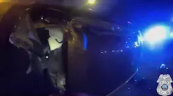 When Tampa Police Responded To A Vehicle That Had Flipped On Its Side And Caught Fire, Officers Quickly Shattered The Windshield And Pulled The Trapped Driver To Safety