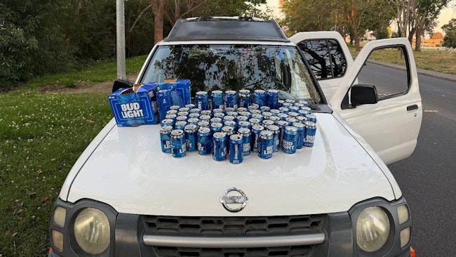 When Cotati, CA, police pulled over an accused impaired driver with a blood-alcohol content of 0.25%, a search of the suspect's car found 70 empty beer cans.