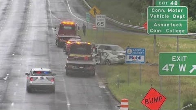 One Connecticut State Police Trooper Was Seriously Injured When Their Cruiser Struck Them After A Car Crashed Into The Vehicle At A Previous Crash Along Interstate 91 In Enfield