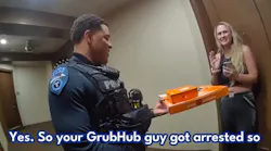 After a GrubHub driver was arrested during a July 4 traffic stop, two Tempe, AZ, police officers completed the driver's order, dropping off a pizza to a hungry customer.