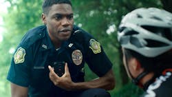 An officer is seen using the Axon Assistant on his Axon Body 4 body worn camera. An officer is seen using the Axon Assistant on his Axon Body 4 body worn camera.
