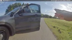 A 36 Year Old Man Is Accused Of Crashing A Stolen Pickup Truck During A Chase With Seagoville Police Before Jumping In A Cruiser And Dragging An Officer