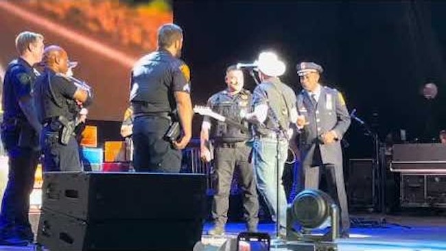 A Planned Skit During A Recent Brad Paisley Concert Had Bridgeport Police Sharing The Stage With The Country Music Star As He Joked With Officers And Performed 'mr Policeman