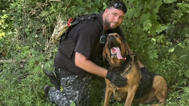 Darrell, a Farmington Correctional Center K-9, tracked down a 13-year-old boy who survived without food and water for four days after falling into a Goose Creek, MO, ravine and suffering a 'traumatic leg injury' in a skateboard accident.