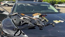 Palm Beach County, FL, sheriff's deputies arrested a man in a restricted parking lot at the Palm Beach International Airport as he was getting dressed outside a rental car with a loaded AR-15 and multiple knives inside. Palm Beach County, FL, sheriff's deputies arrested a man in a restricted parking lot at the Palm Beach International Airport as he was getting dressed outside a rental car with a loaded AR-15 and multiple knives inside.