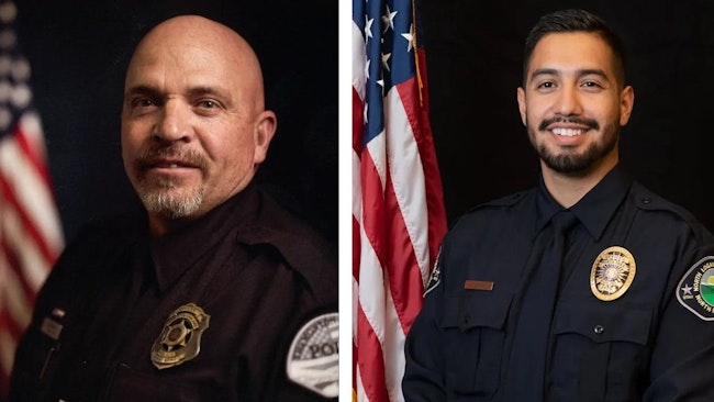 Tremonton-Garland, UT, Police Sgt. Lee Sorensen (left) and Officer Eric Estrada.