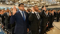 Nearly 1,100 new recruits were sworn in at the NYPD's academy in Queens on Wednesday, which NYPD Commissioner Jessica Tisch said was the largest class the department has seen “in nearly a decade.” Nearly 1,100 new recruits were sworn in at the NYPD's academy in Queens on Wednesday, which NYPD Commissioner Jessica Tisch said was the largest class the department has seen “in nearly a decade.”