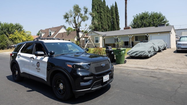 Law enforcement officials removed 10 horns from this house in Van Nuys, CA, on Aug. 14. Three horns as loud as train horns were attached to a backyard tree that was blowing at all hours of the day, disrupting the neighborhood.