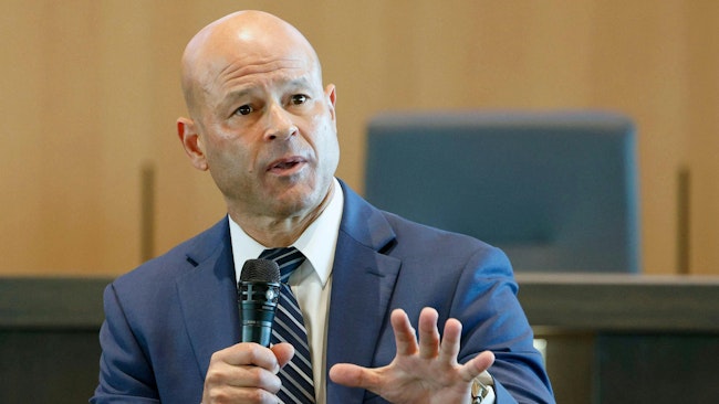 Former Dallas Police Chief Eddie GarcÌa speaks during the Fort Worth Police Chief Finalists Forum on Aug. 14.