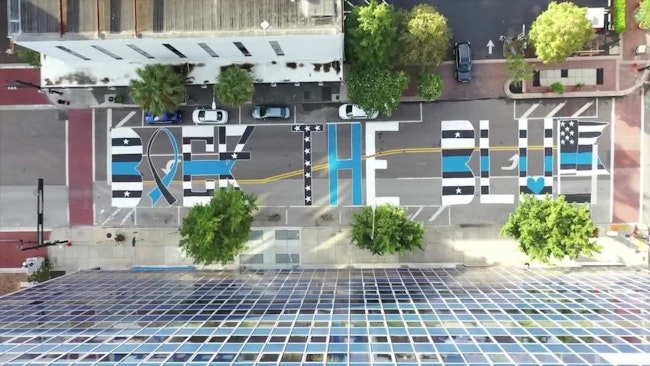 A 'back The Blue' Mural Near The Tampa Police Headquarters That Was Painted By Pro Police Activists Is One Of The Pieces Of Street Art That Must Be Removed Or The City Could Risk Losing State Funds