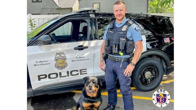 Gloucester Township, NJ, police K-9 Axel with handler John Hunt, a retired New Jersey State Police major.