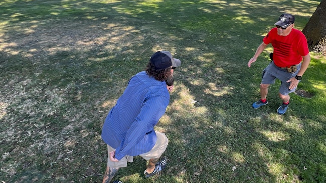 Lindsay first experimented with a charging suspect scenario at a walking pace. Even at this pace, our test subject Bobby Jones could cover 21 feet within the time parameter.