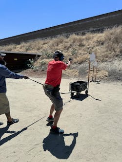 We ran this scenario a few times. It is challenging to draw and hit a moving target while stepping off the X. We ran this scenario a few times. It is challenging to draw and hit a moving target while stepping off the X.