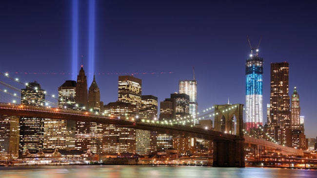 The Tribute in Light in New York City in remembrance of the 9/11 terrorist attacks.