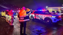 A procession, which lasted for around seven minutes, honors three North York County Regional Police officers who were shot and killed Wednesday while serving an arrest warrant in North Codorus Township, PA. A procession, which lasted for around seven minutes, honors three North York County Regional Police officers who were shot and killed Wednesday while serving an arrest warrant in North Codorus Township, PA.