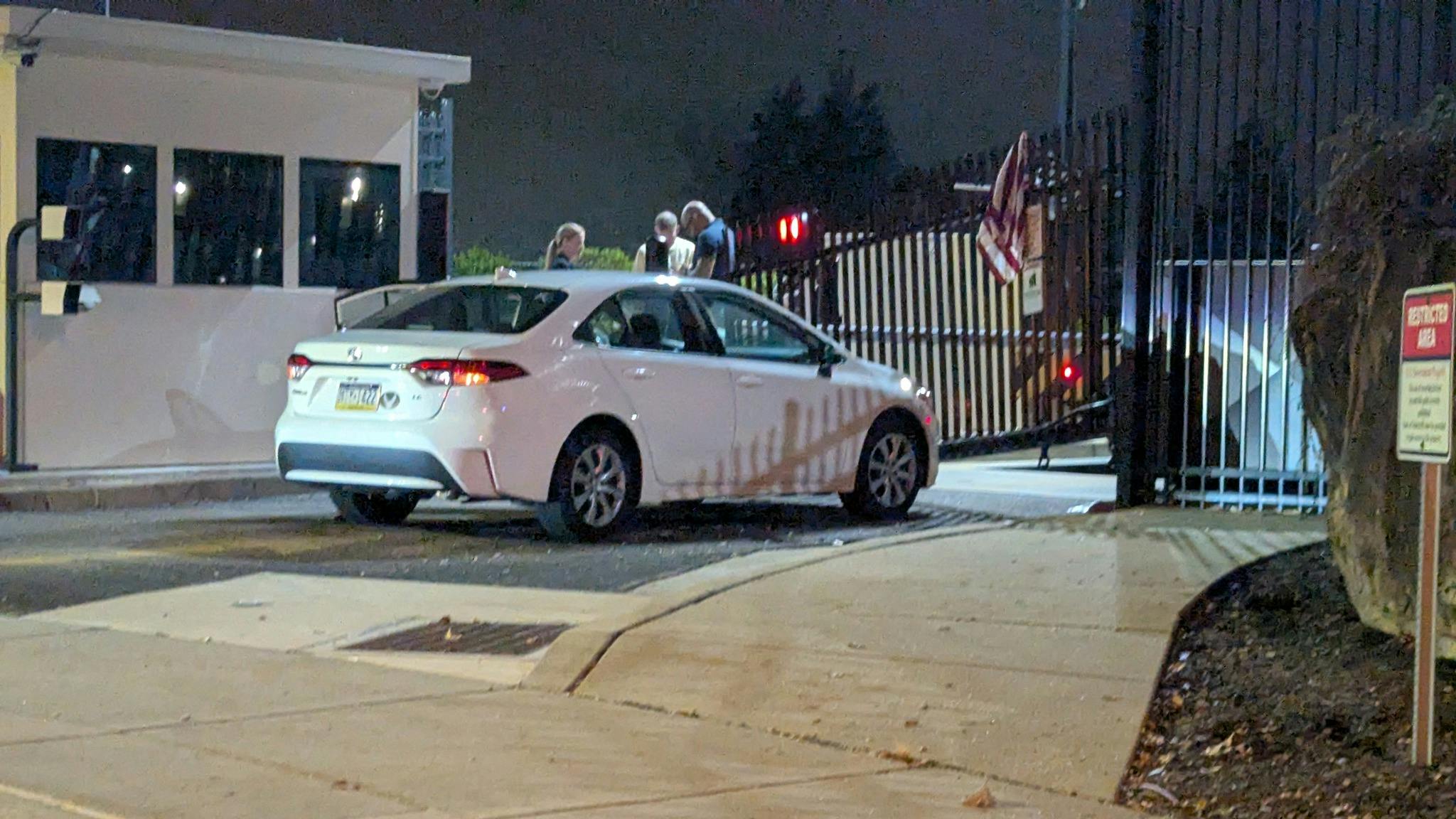 A man is accused of ramming the entrance outside the FBI's Pittsburgh field office early Wednesday before throwing an American flag on the damaged gate and fleeing.