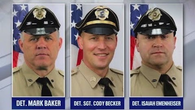 North York County Regional Police Det. Mark Baker, Det. Sgt. Cody Becker and Sgt. Isaiah Emenheiser were identified as the officers killed by a 24-year-old stalking suspect who was lying in wait when authorities served an arrest warrant.