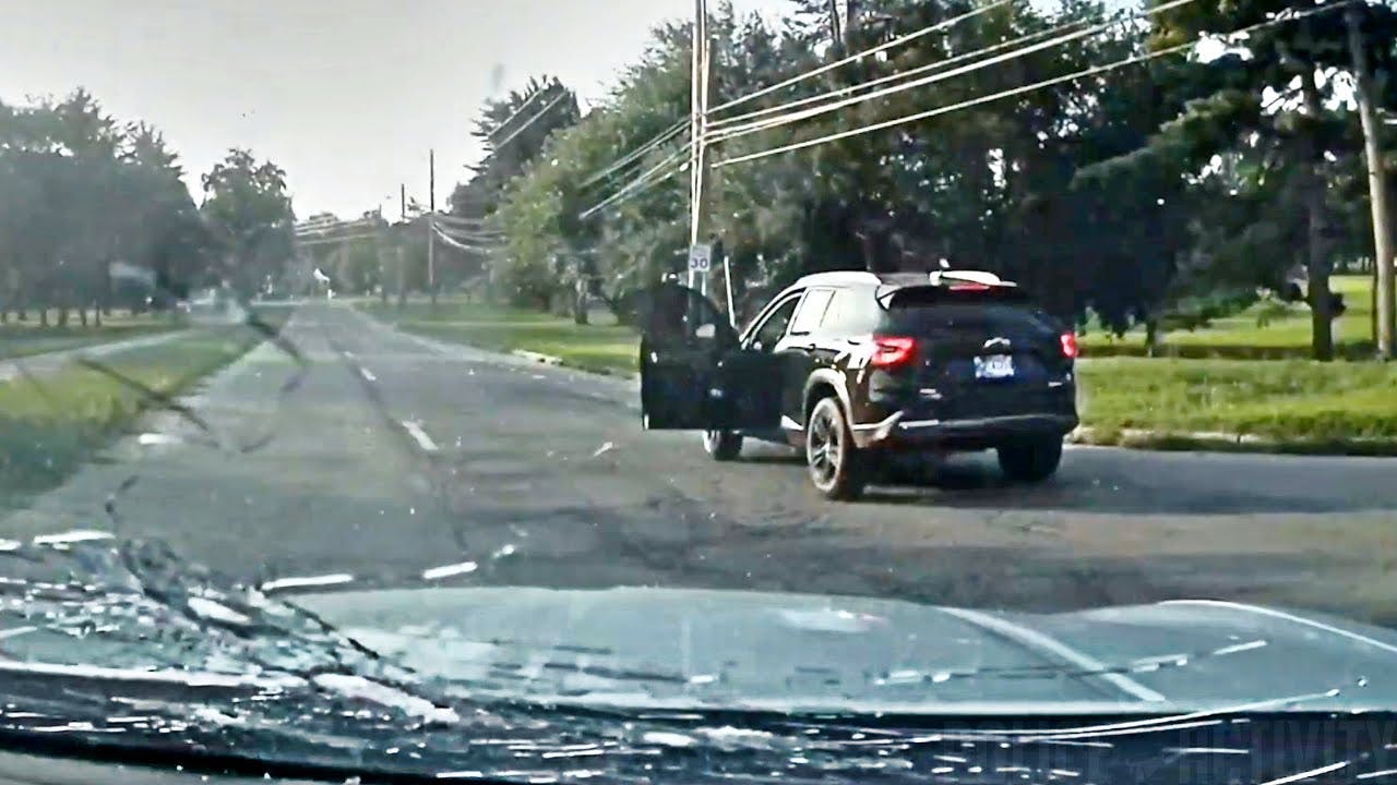 Newly released footage shows Indianapolis police exchanging gunfire with a man accused of killing his wife in a chaotic shootout that erupted during a vehicle chase.