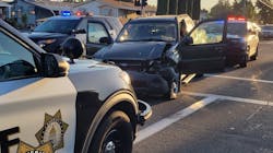 A 12-year-old boy drove his family's truck to a Sacramento, CA, elementary school Monday and led Sacramento County sheriff's deputies chase that ended when he struck a cruiser. A 12-year-old boy drove his family's truck to a Sacramento, CA, elementary school Monday and led Sacramento County sheriff's deputies chase that ended when he struck a cruiser.