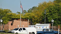 Investigators with the ATF National Response Team are helping with the probe of a violent attack at a Church of Jesus Christ of Latter-day Saints in Grand Blanc Township, MI, on Sunday. Four improvised explosive devices were discovered in the truck that was used to ram through the church's front wall. Investigators with the ATF National Response Team are helping with the probe of a violent attack at a Church of Jesus Christ of Latter-day Saints in Grand Blanc Township, MI, on Sunday. Four improvised explosive devices were discovered in the truck that was used to ram through the church's front wall.