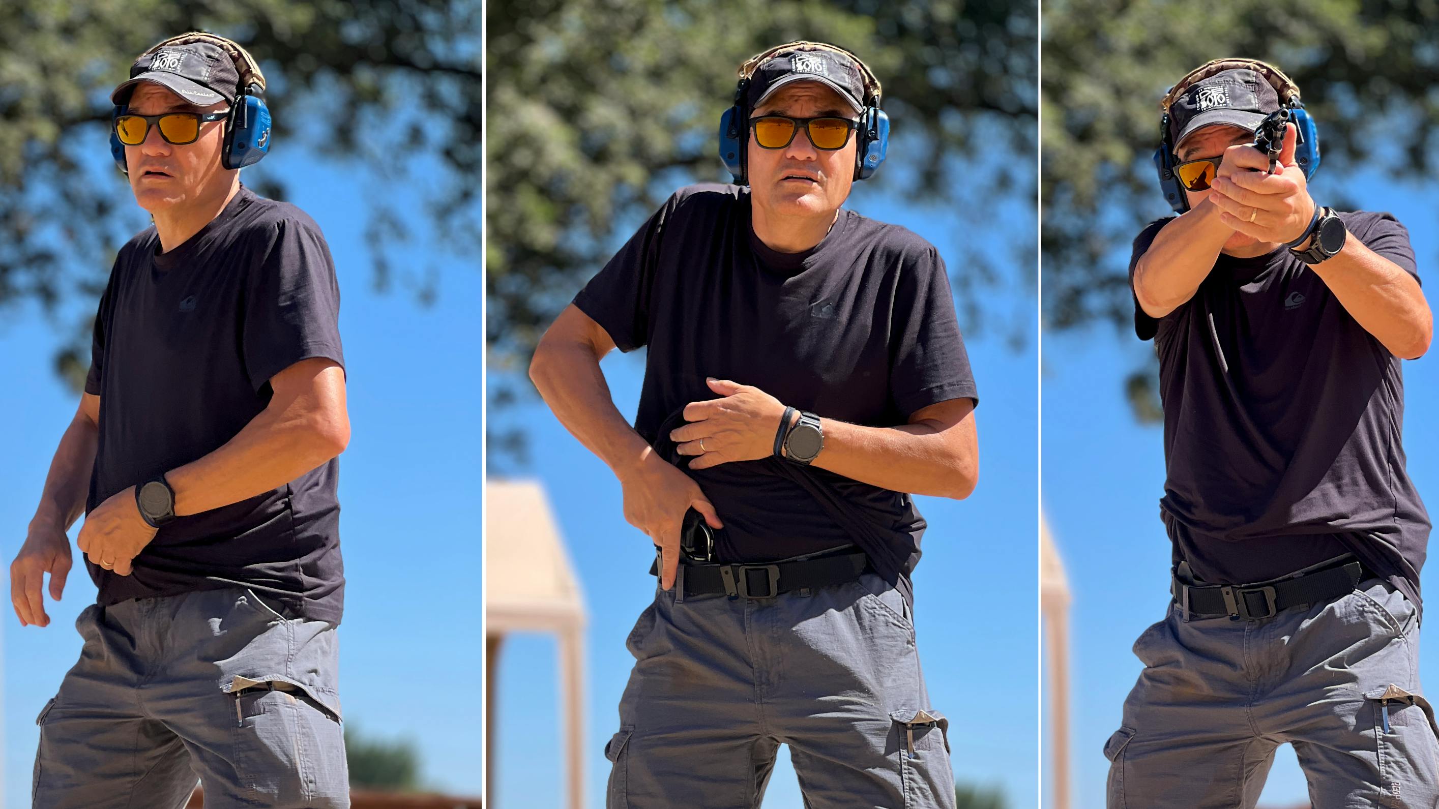 Stepping back with the shooting side changes the draw from raising it from the belt line and orienting the muzzle to simply raising it to the sighting plane. The simple move cuts microseconds off the draw time, and gives the officer target orientation.